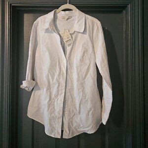 Rosie Pope NWT White Button Down Maternity Blouse 100% Cotton Size Small